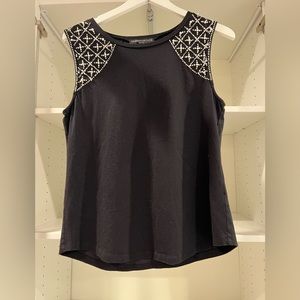 Generation Love size Large Pearl Embroidered Tank Top Black